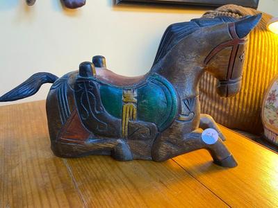 Asian-Style Wooden Horse Figurine