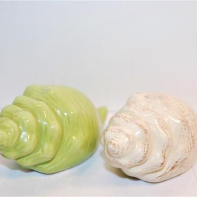 3 Salt & Pepper Sets -- Snail Shells - Lime Green + White 2