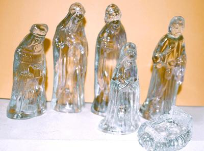 CHRISTMAS All Glass Nativity Figurines Set - 6 Pieces