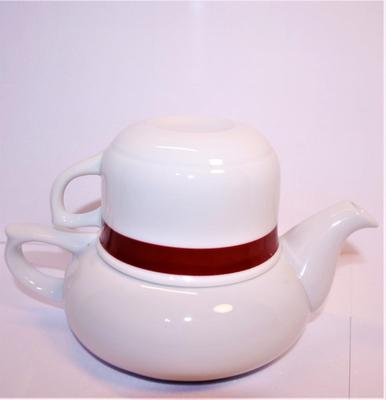 2 Teapots - Striped Teapot with Its Own Cup & Small Teapot with Grapes + Fruit