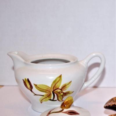 Large "Mustached Nutcracker" Colorful Tea Pot 6" H & Acorn Dish and Tea Pot - Total 3 Pcs.