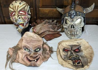Vintage Full Face Rubber Masks and Hands