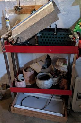 Red Line Rolling Cart with Gardening Goodies