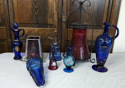 Blue and Red Decorative Glass Assortment