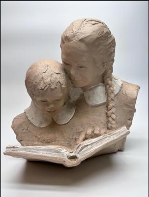 Two Girls Reading Sculpture