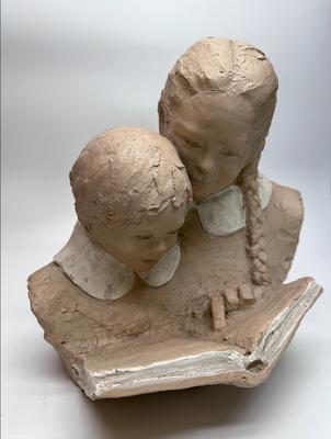 Two Girls Reading Sculpture