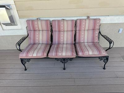 WROUGHT IRON PATIO COUCH WITH CUSHIONS