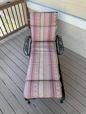 WROUGHT IRON PATIO ADJUSTABLE LOUNGE CHAIR WITH CUSHIONS