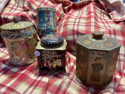 Lot of Assorted Vintage Tea Tins