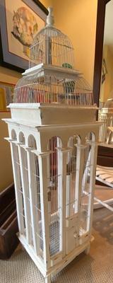 Large Bird Cage with Faux Birds