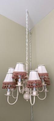 Ivory Toned and Fringed Chandelier