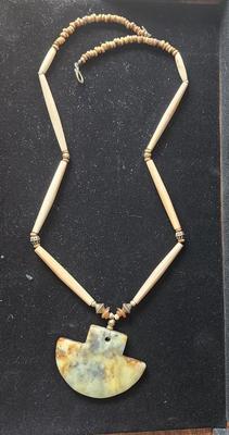 Tourmaline Pendant with bone beads