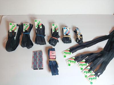 Wide assortment of brand-new zippers and some velcro