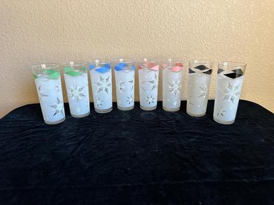 VINTAGE ATOMIC FROSTED SNOWFLAKE DRINKING GLASSES