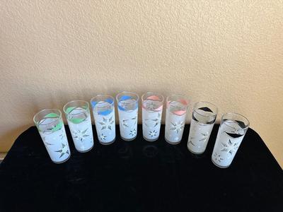 VINTAGE ATOMIC FROSTED SNOWFLAKE DRINKING GLASSES