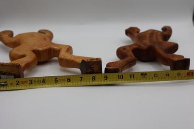 Two Wood Carved Frogs Decor by Cairo