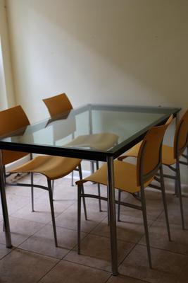 Glass Dining Set with Four Chairs