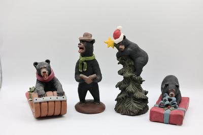 Set of Four Christmas Bears Decor - Signed