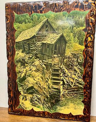 Picture of Old Mill Decoupage on to Wood Plank