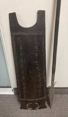 Antique Wood Shield and Spear