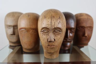 Collection of Five French Wooden Hat Makers Forms