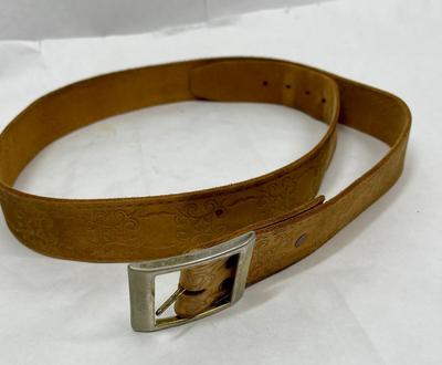Vintage Leather Belt with Brass Buckle