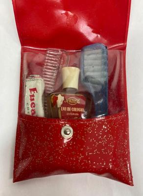 Vintage Travel Kit - toothbrush, toothpaste, comb, etc.