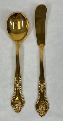 Gold Tone fork and serving knife