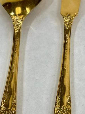 Gold Tone fork and serving knife