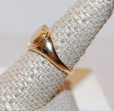 Size 8Â¼ Large Gold Tone Heart Ring with a 