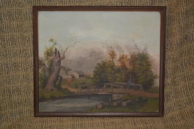 Original Oil Antique Landscape Framed Wall Art AS IS
