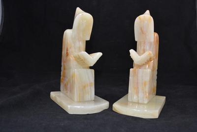 Vintage Onyx Reading Monk Bookends 8