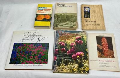 6 Vintage Books on Wildflowers - book lot - Audubon, hardcovers, softcovers
