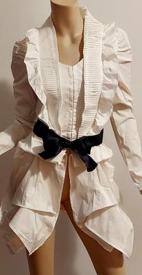 Vtg 90s Waistcoat Stempunk Supe Blouse hook/eye