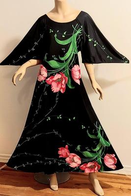 Vtg 1970s Screened Butterfield 8 Maxi Hostess Vat Sleeves