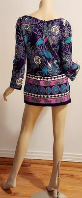 Vtg 60s Timeles Mini Blue/ Purple Hues side slitss