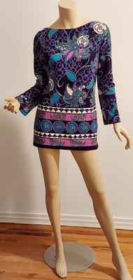 Vtg 60s Timeles Mini Blue/ Purple Hues side slitss