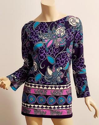 Vtg 60s Timeles Mini Blue/ Purple Hues side slitss