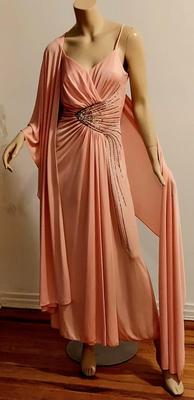 Exquisite 70s Jack Bryan Ballet Pink Maxi dress w/ long Shawl