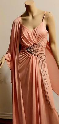 Exquisite 70s Jack Bryan Ballet Pink Maxi dress w/ long Shawl