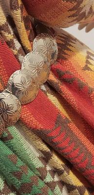 Vtg 80s Ralph Lauren Aztec Shawl Coat Conch Belt