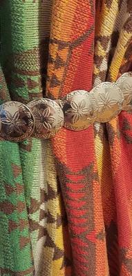 Vtg 80s Ralph Lauren Aztec Shawl Coat Conch Belt