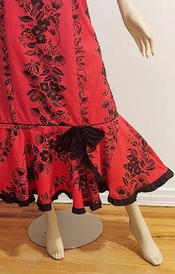 Vtg 1970s Lipstick Red, Cha Cha Hawaiian Maxi dress