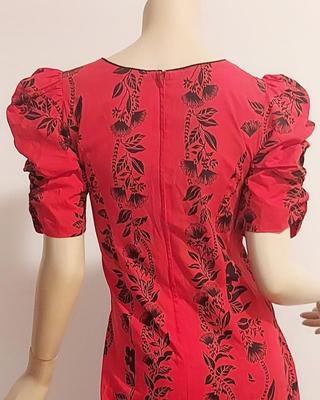 Vtg 1970s Lipstick Red, Cha Cha Hawaiian Maxi dress