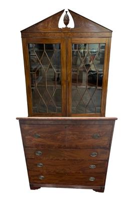 Drop Front Chest with Glass Front Cabinet (LR-MG)