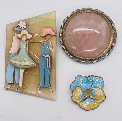 Lot of 3 vintage pins brooches Pin by Lucinda Spring Summer colors