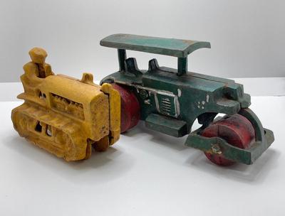LOT 83: Vintage Cast Iron Bulldozer / Tractor and Road Paver