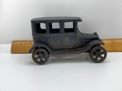 LOT 91: Vintage Black Cast Iron Toy Cars - Coupe and Sedan