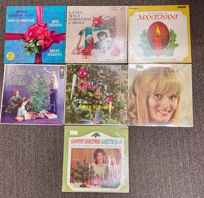 Lot of 7 Christmas Holiday Vintage Record Albums - Loretta Lynn, Mantovani, etc