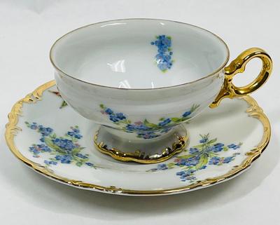 Vintage Teacup and Saucer Blue Flowers signed by meeting members